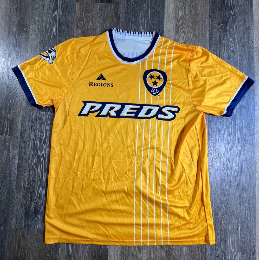 Nashville Predators Soccer Jersey Mens XL Gold Smashville 98 Crossover Shirt